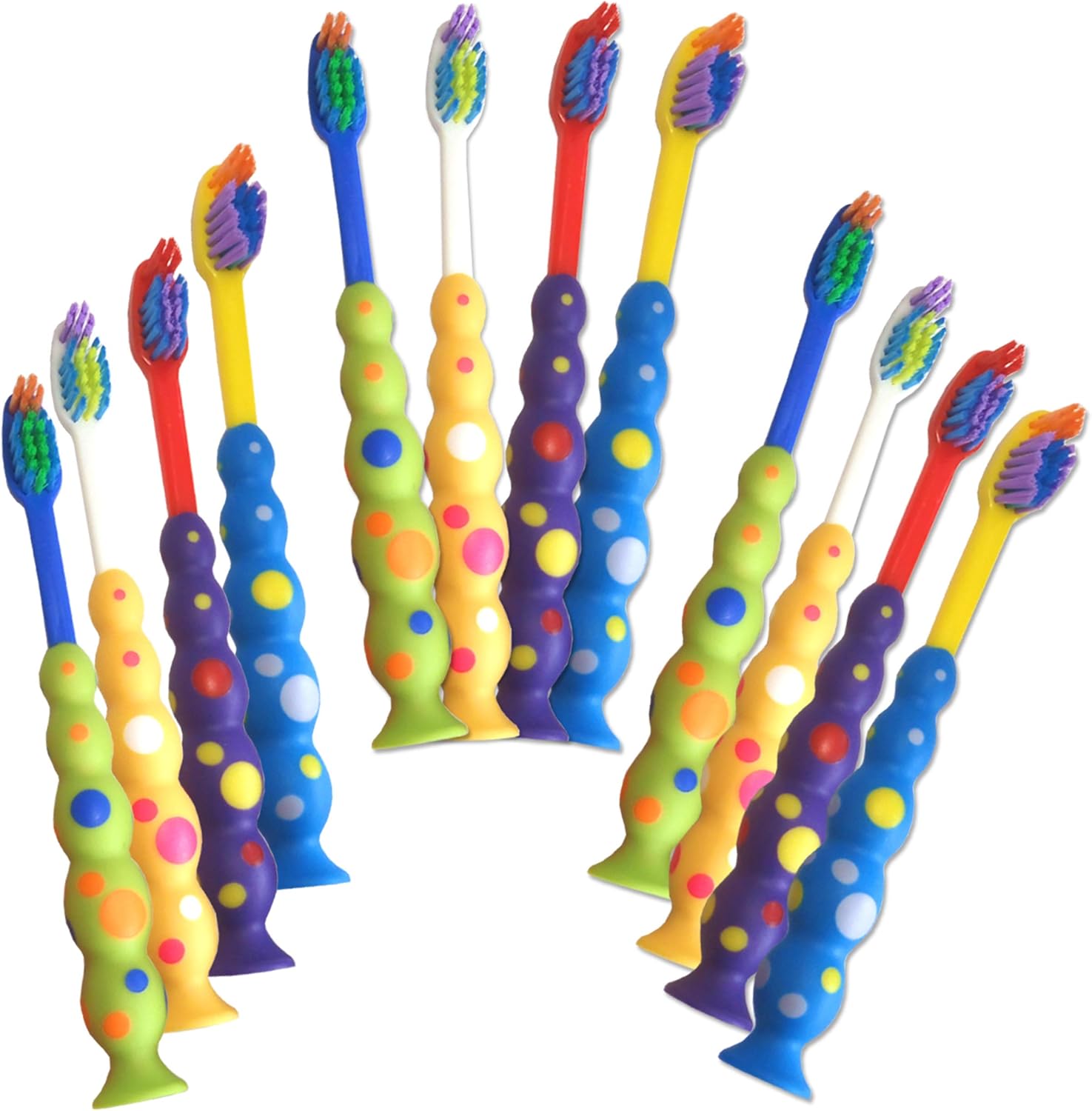 32 Childrens Toothbrushes Bulk Packs Kids Manual Brushes (Sucker Base
