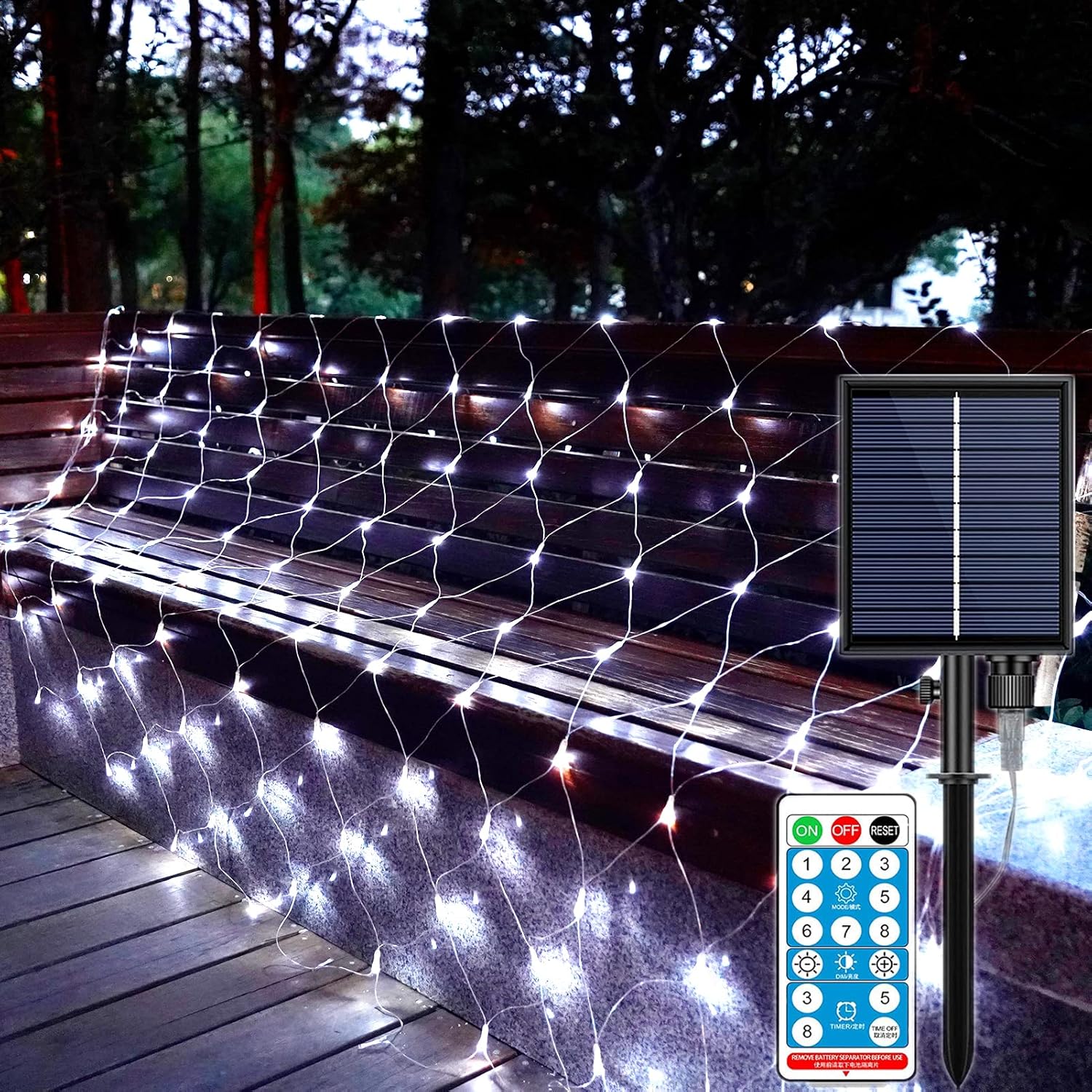 Solar Net Lights Outdoor Waterproof, 9.8FT×6.6FT 192LED Outdoor Christmas Mesh Lights with 8