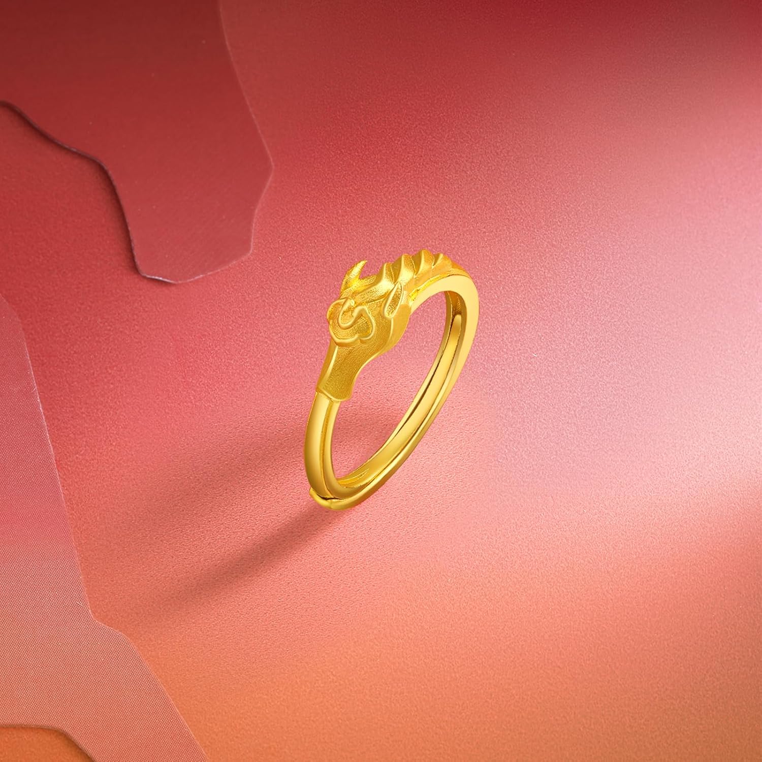 24K Solid Gold Horse Rings Stackable Horse Style Ring Zodiac Dainty Jewelry for Women Men Her Lover Gift Anniversary New Year Anniversary Birthday (Size: 12-16)