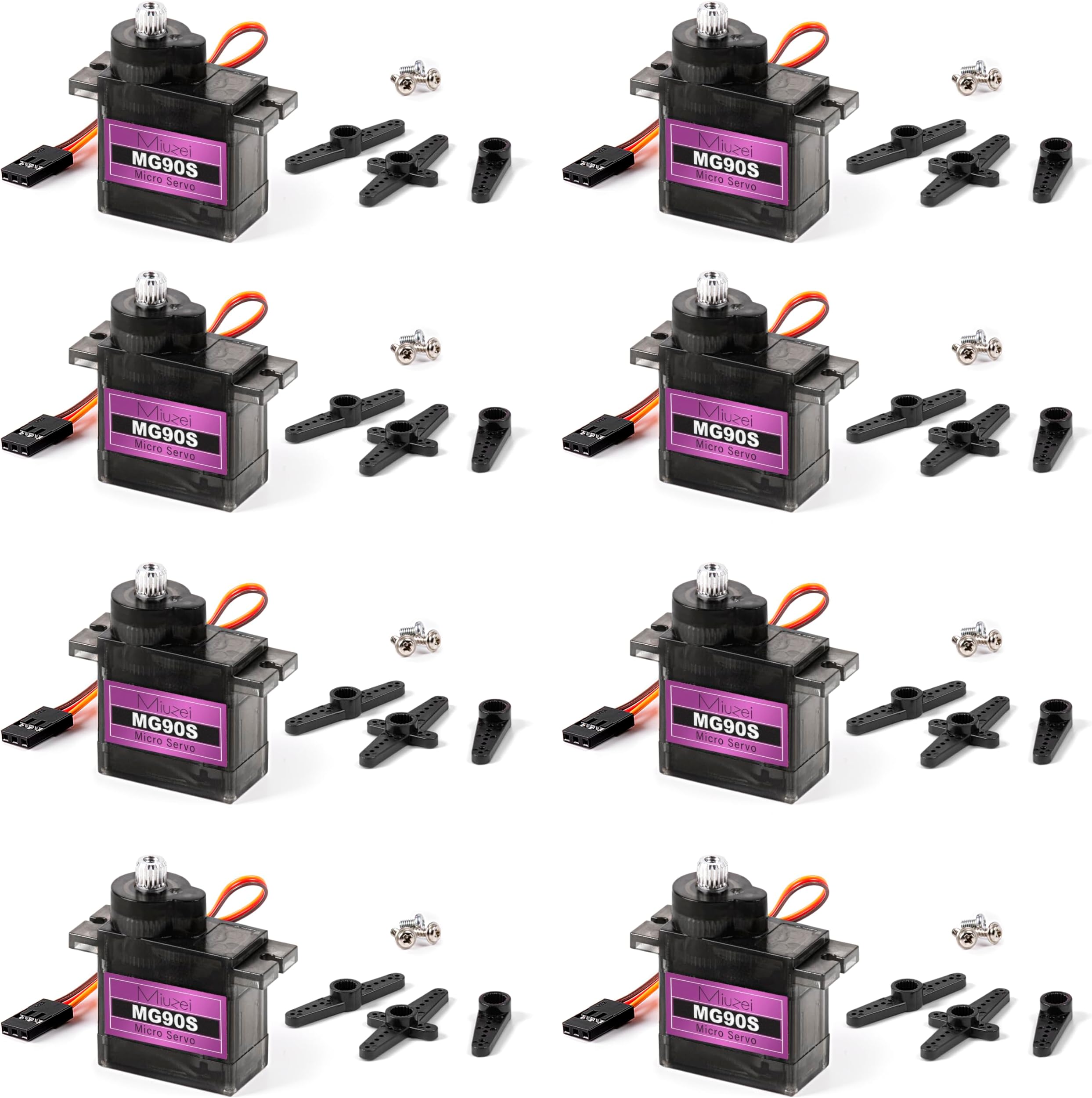 Miuzei MG90S 9G Micro Servo Motor Metal Geared Motor Kit for RC Car Robot Helicopter, Mini Servos for Arduino Project (8)