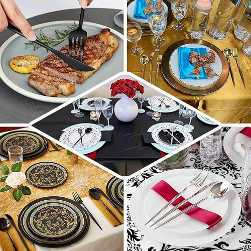 Miniatura 5 de Efavormart - Juego de 50 utensilios de plástico resistentes de color verde esmeralda cubiertos elegantes desechables de primera calidad