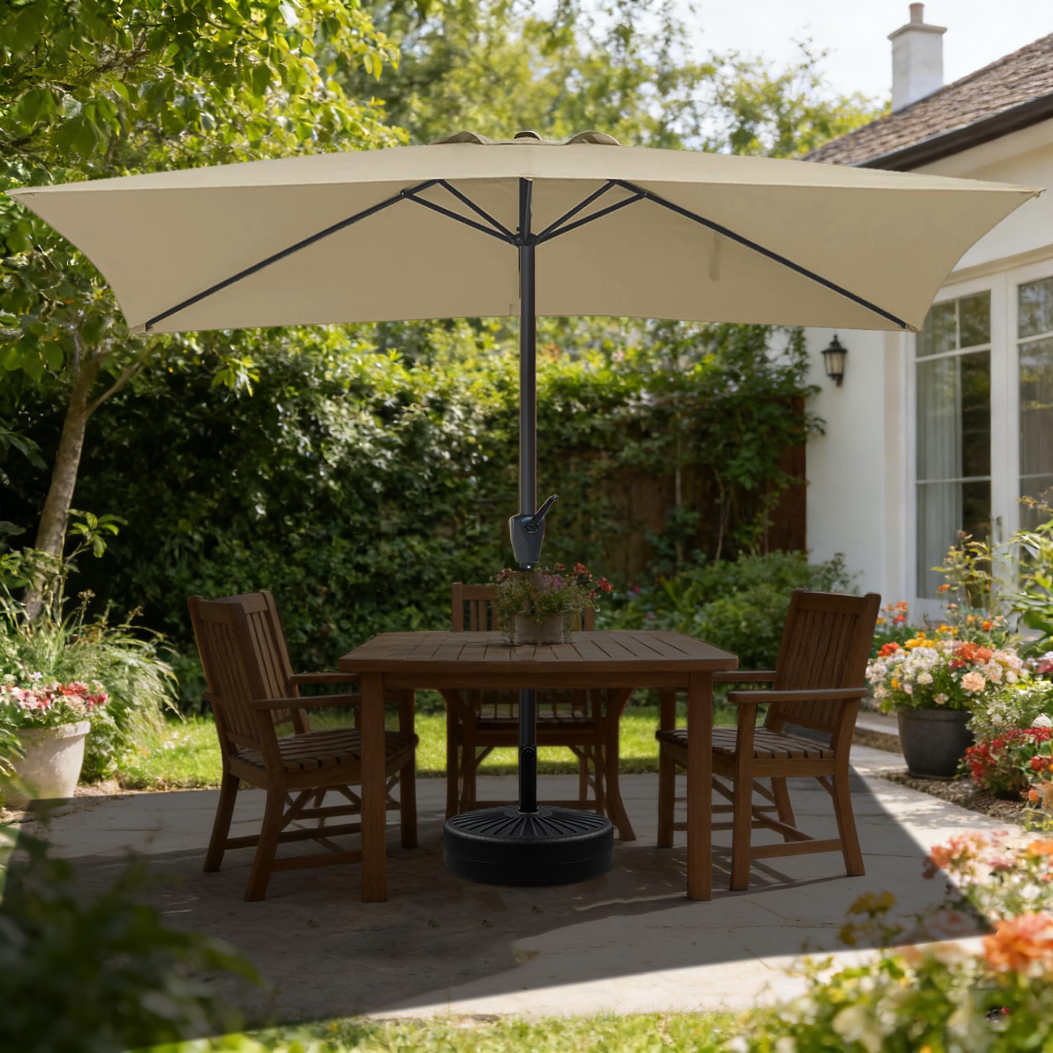 RANSENERS Kippbar Sonnenschirm Rechteckig 200 x 300 cm, Beidseitig um 30° Knickbar, Kurbel öffnen & Schließen, UV50+, für Garten, Terrasse, Balkon, Cafe im Freien
