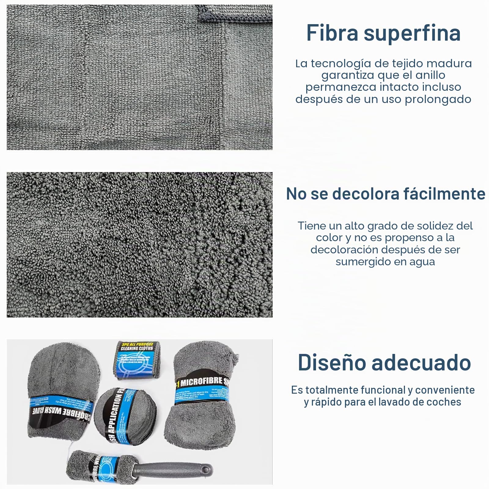 Kit Limpieza Coche, 10 Piezas Kit Limpieza Coche Interior y Exterior, Kit Detailing Coche Incluye Kit de Microfibra, Paños de Limpiez