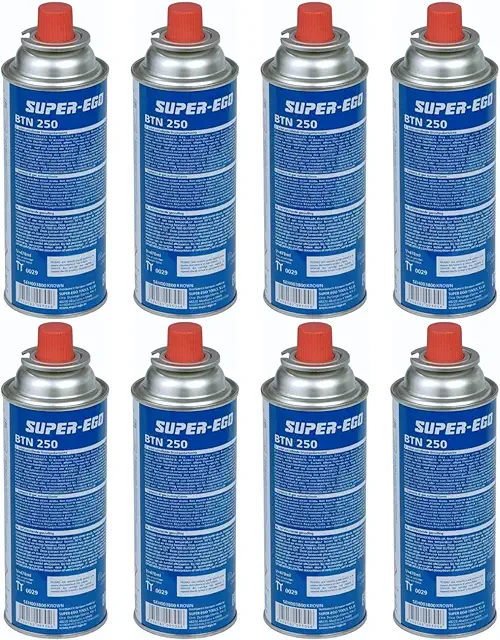 Pack de 8 Cartuchos de Gas Butano K-250 para Camping y Hornillos
