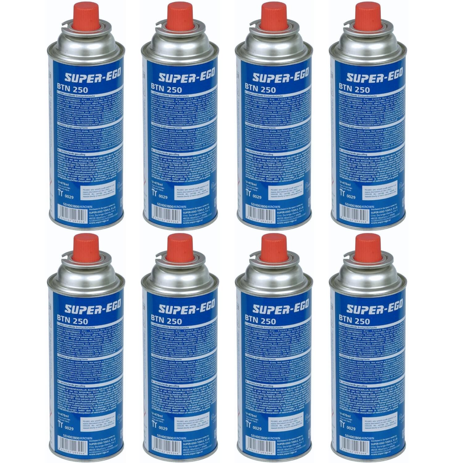 8 Bombolette Gas Da 250 Gr Per Fornelletto Da Campeggio - T-TRADE KGC250