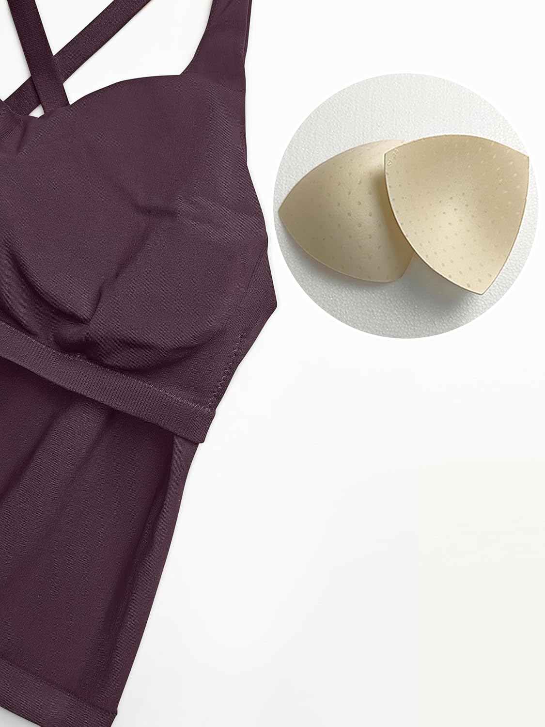 OQQ V Neck Cross Back Sports Bra for Women Padded Adjustable Straps Medium Impact Gym Workout Tank Top 2 Pack - Image 6