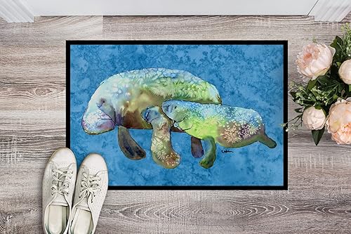 Miniatura 2 de Caroline's Treasures 8660MAT Manatee - Felpudo de 18 x 27 pulgadas, para interiores y exteriores, para entrada, antideslizante, lavable, de pelo