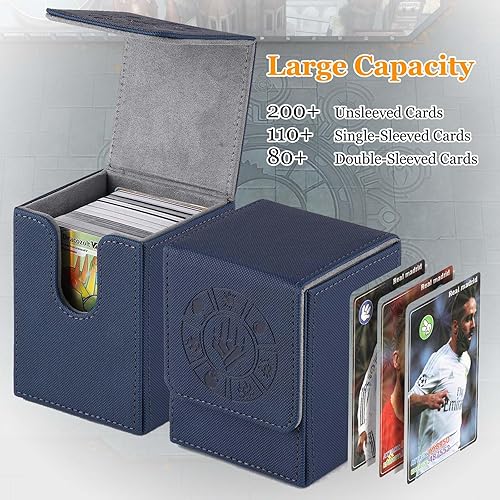 Miniatura 2 de Arkeiliy Caja de cartas coleccionables de alta calidad para juegos de cartas coleccionables Yugioh y más (azul)
