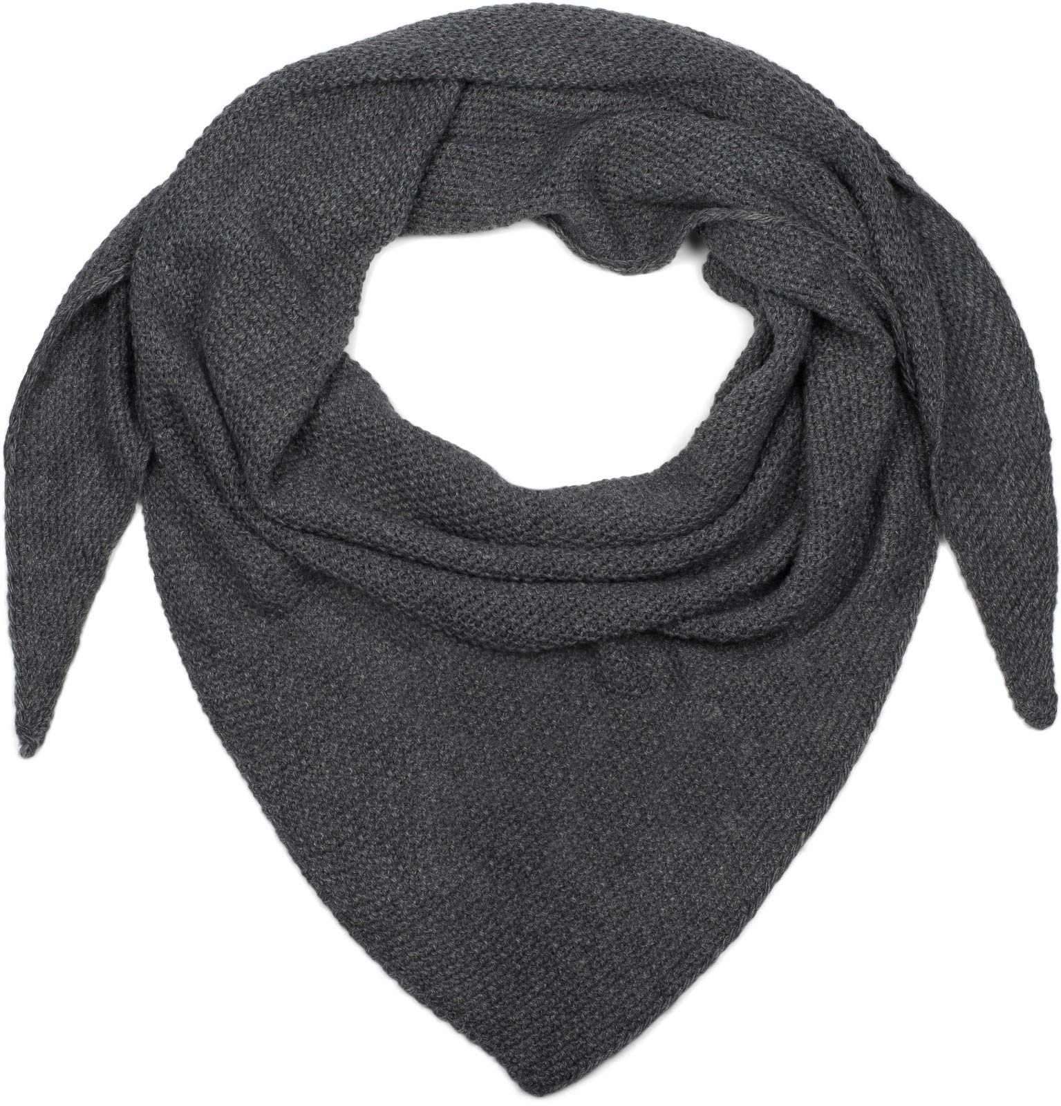 Stylebreaker Women's Dark Grey Xxl Knitted Triangle Scarf With Rice Grain Knitting Pattern In Plain Colours,