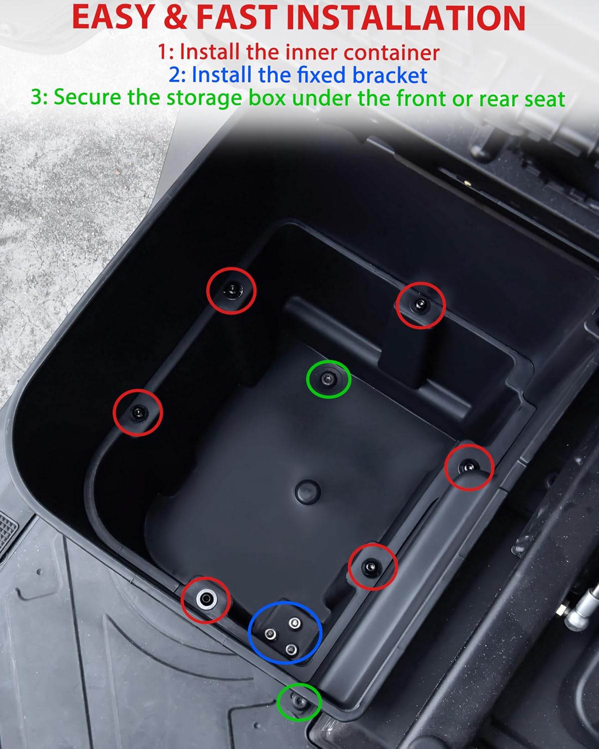Under Seat Storage Box for Ranger XD 1500, 20.5L Front Rear Passenger Side Under Seat Combined Durable PP Tool Storage Organizer Bin for Polaris Ranger XD 1500/Crew 2024 2025 Accessories