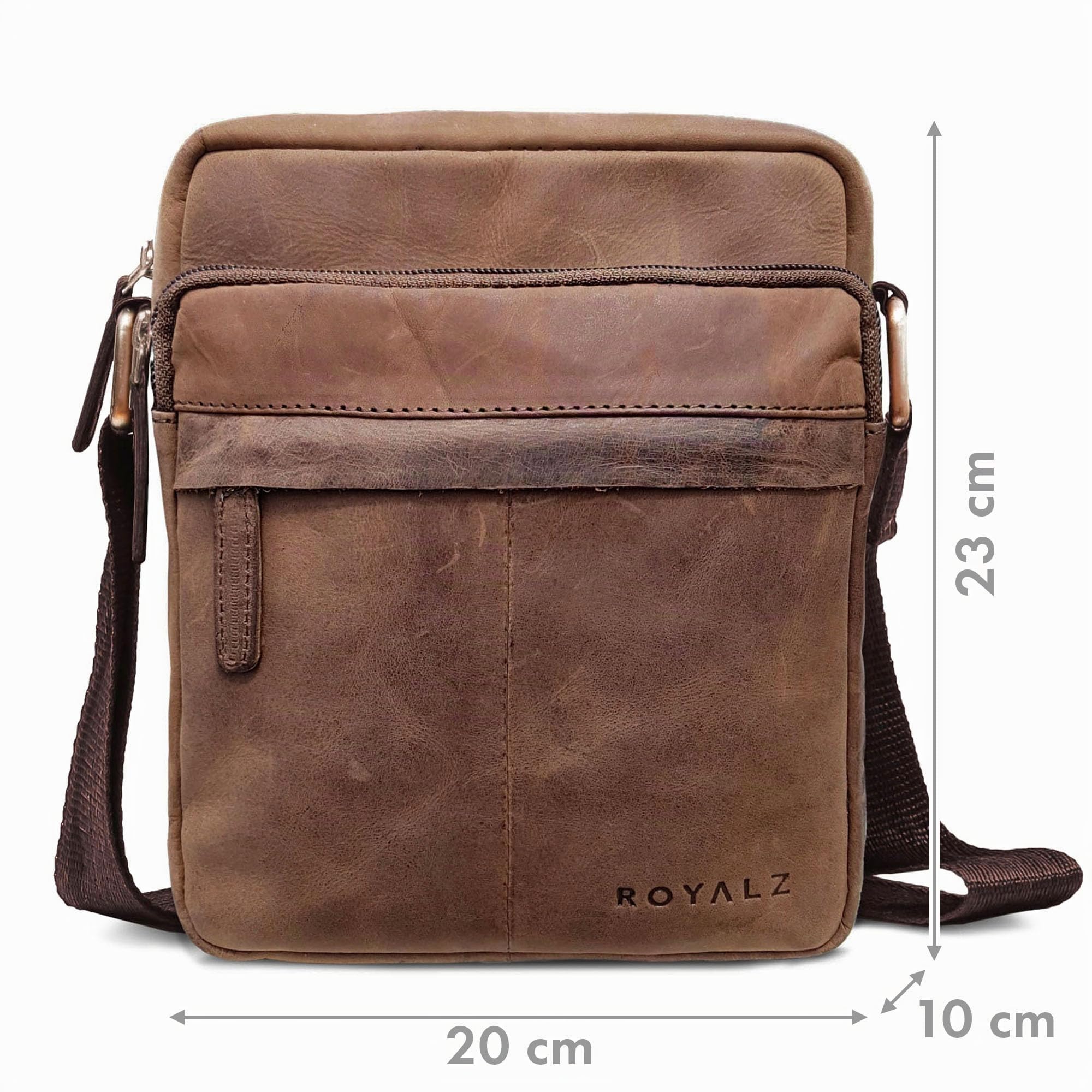 ROYALZ Borsello Tracolla Uomo Piccolo Borsa a Spalla vero Cuoio Vintage di Qualità Vera Pelle