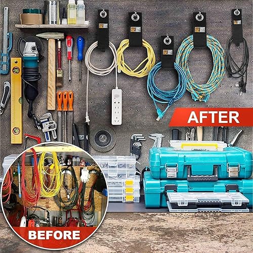 Miniatura 5 de Paquete de 22 correas de almacenamiento para cables de extensión y 2 cubos organizadores de tornillos para organización de herramientas de