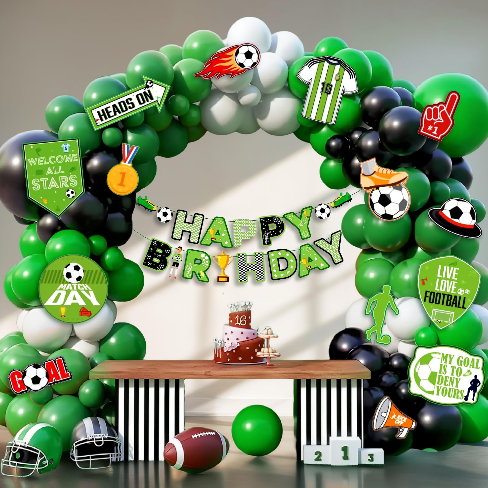 Party Propz Football Theme Birthday Decoration Kit For Boys- 63 Pcs, Soccer Happy Birthday Banner, Balloons & Photo Props, Football Theme Birthday Decor Items for Boys-image-30