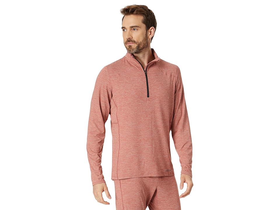 Hot Chillys Clima-Trek Zip-Tee (Redwood Heather) Men's Clothing INTERNATIONAL SHIPPING