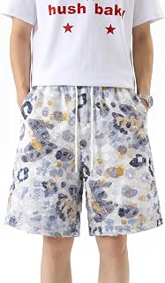 [ＳＨＵＭＩＮＧ]ヒョウ柄 ハーフパンツ メンズ 夏用 薄手 ゆったり ショートパンツ 軽量 ワイド カジュアル 通気性 切りっぱなし ゆったり 総柄 半ズボン 5分丈 夏