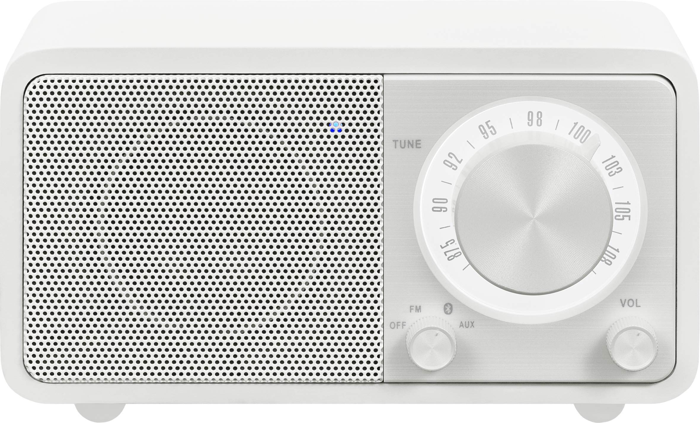 SANGEAN WR-7 – Kompaktes, tragbares Radio mit FM, Bluetooth, integriertem Akku, edlem Echtholz-Gehäuse, Matt-Weiß