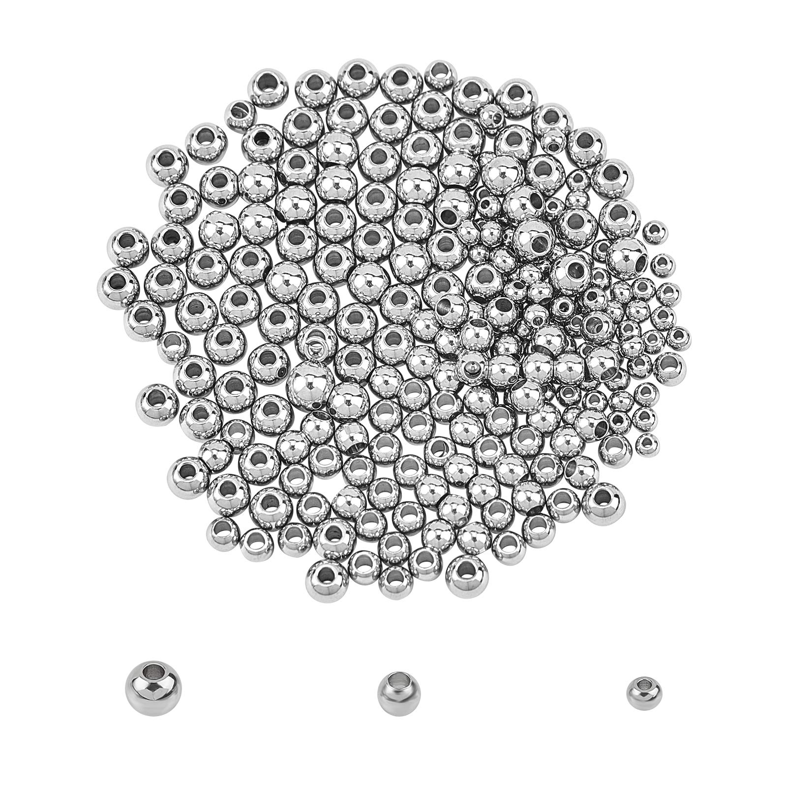 300 Stück Edelstahl-Rondellen – 3/4/5 Mm, 1–2 Mm Loch, Abstandsperlen Für Schmuck DIY, Armbänder & Halsketten