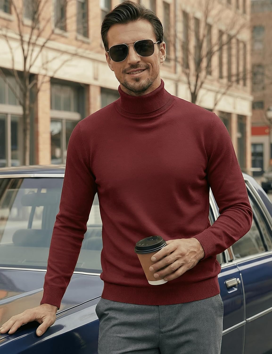 MAGNIVIT Men's Turtleneck Sweaters Slim Fit Thermal Long Sleeve Pullover Winter Lightweight Knitted Sweater for Men - Image 3