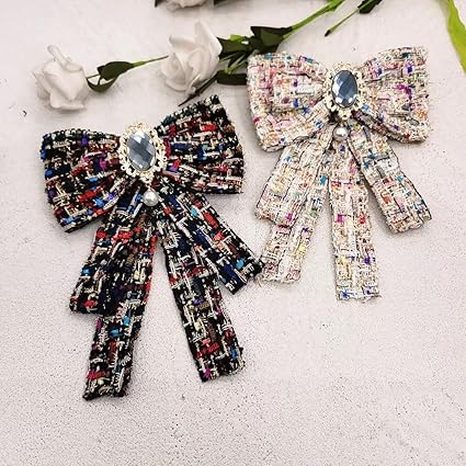 Elegante Broche De Lazo Para Mujer, Con Lazo Preatado, Con Perlas De Diamantes De Imitación, Para Mujer, Chica, Camisa, Collar, Accesorios De Ropa