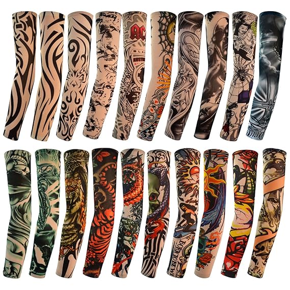 HOVEOX Tattoo Arm Sleeves Temporary Fake Slip on Arm Protector Pack of 6pcs (20pcs random)