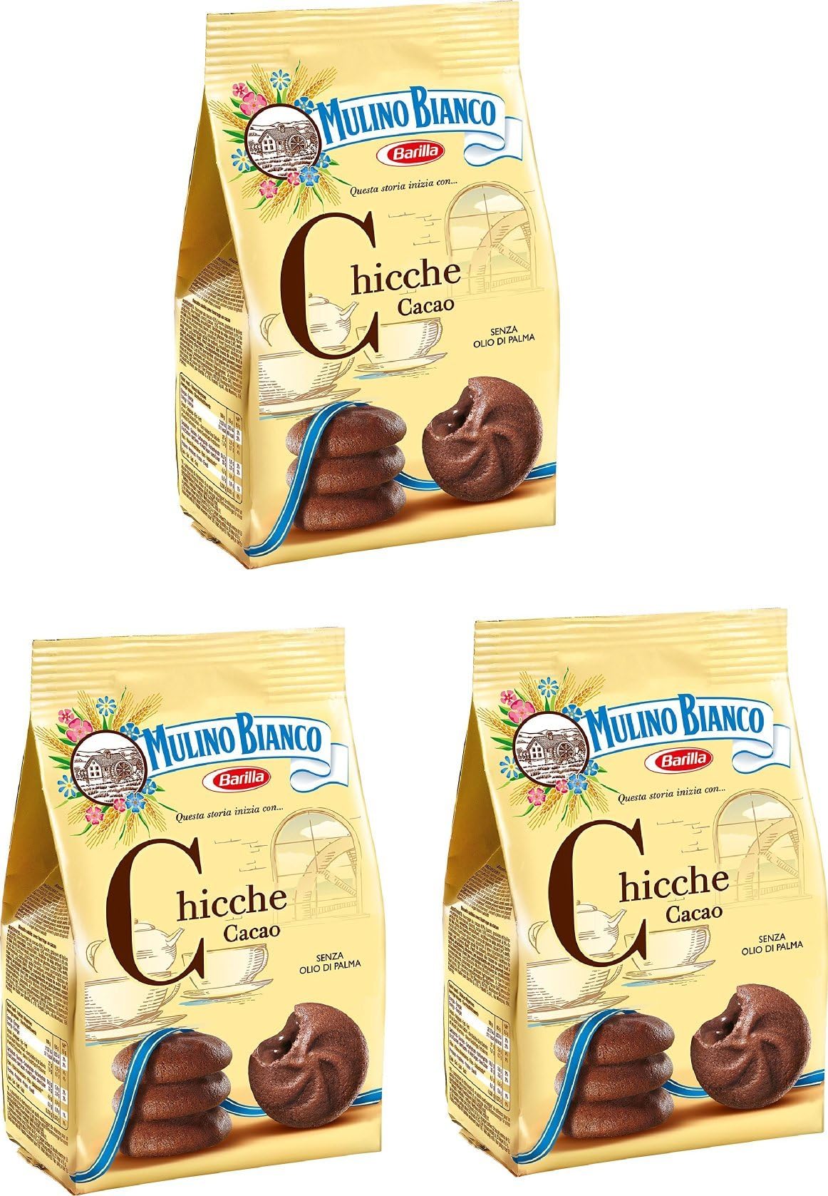 3x Mulino Bianco Chocolate Biscuits Cookies Snack 200 g