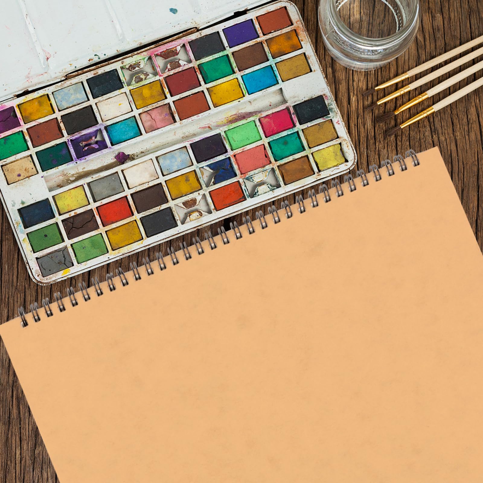 ZEONHEI Paquete de 6 cuadernos de bocetos en espiral A3 en blanco, 30 hojas/60 páginas de bloc de bocetos A3 de 160 g/m², bloc de dibujo con cubierta de papel kraft marrón para pintar, bocetos, dibujo
