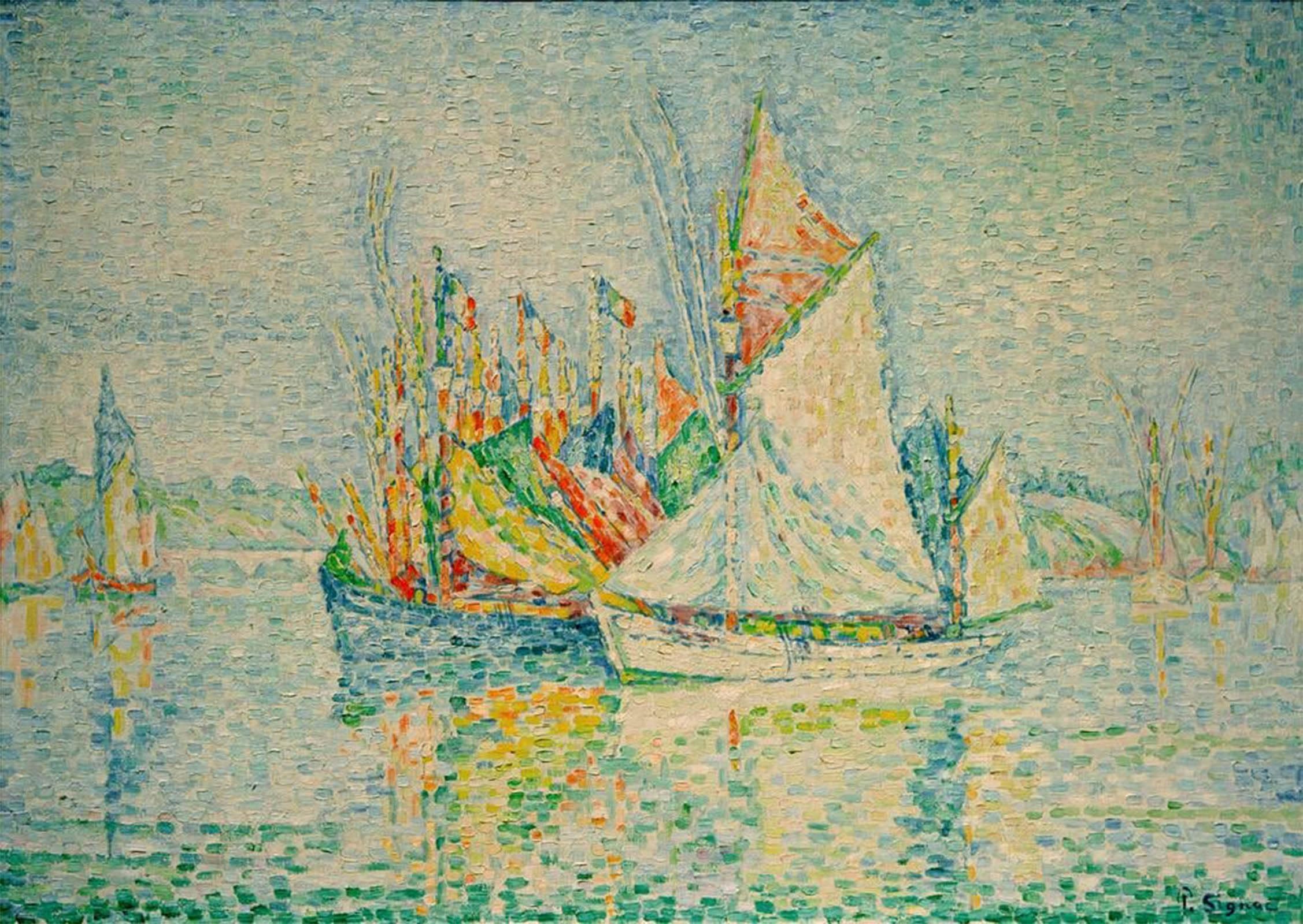 SERENDIPITP Vintage Picture Print on Canvas Wall Art Poster Concarneau by Paul Signac Artwork Print Poster for Wall Decor 60x90cm