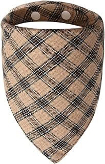 Hunde Bandana – Karo-Halstuch mit Druckknopf, weich, atmungsaktiv & waschbar, Accessoire für kleine und mittelgroße Hunde (3–15 kg), Beige Karo