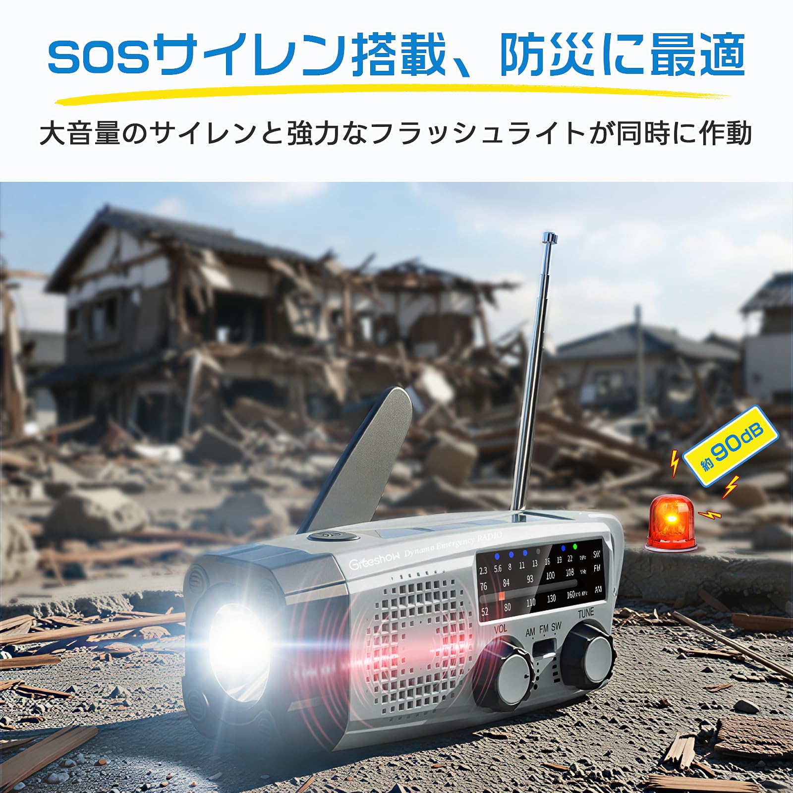Greeshow 防災ラジオ 多機能 懐中電灯 SW/AM/FM 携帯ラジオ(F Amazon.co.jp: 【防災士推奨】Greeshow 防災ラジオ 多機能 懐中電灯 FM