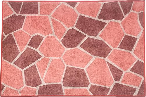 Miniatura 2 de Alfombra rústica con diseño geométrico de piedra de 2 x 3 pies, antifatiga, para entrada, patio, sala de estar, color rosa