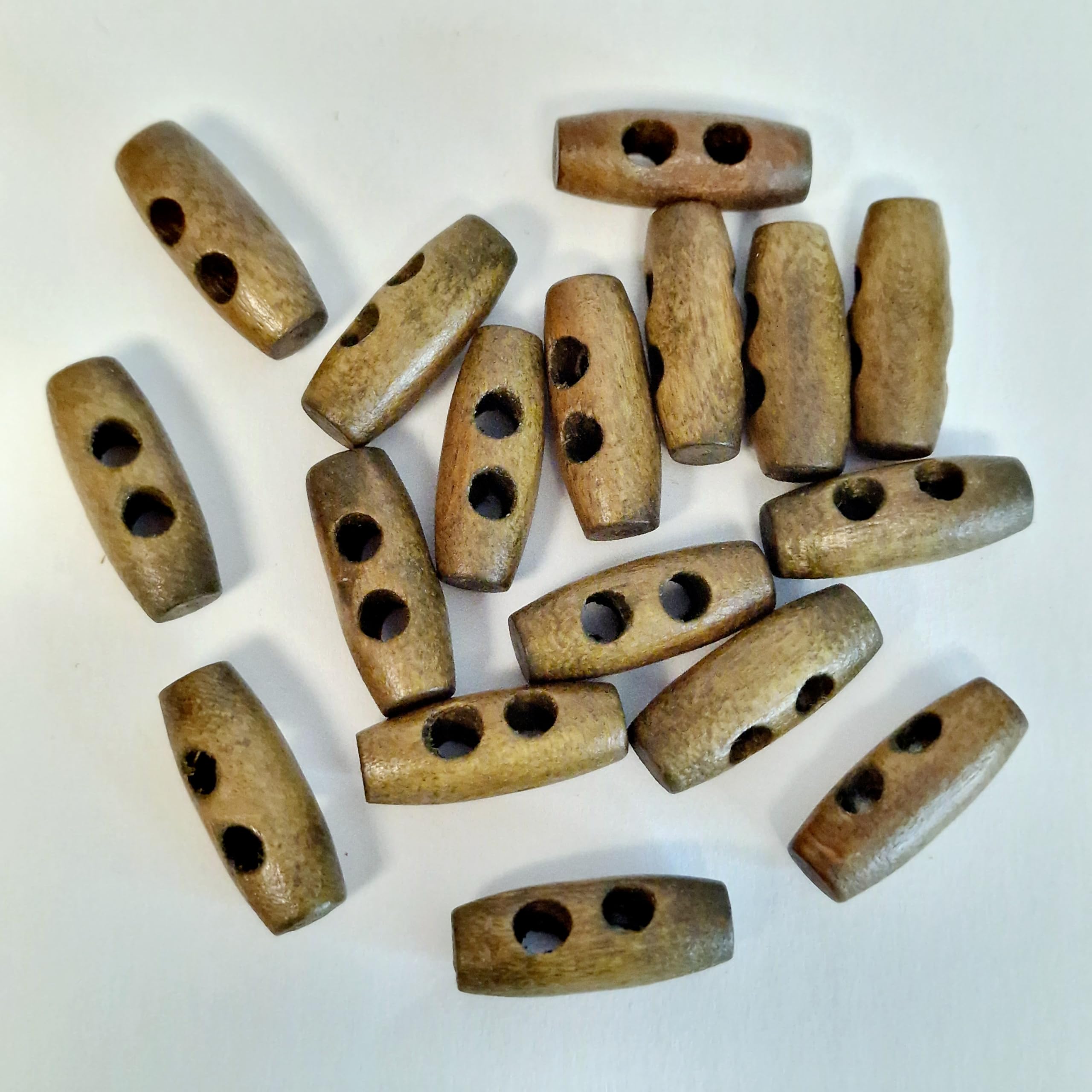 MajorCrafts 40pcs 20mm Small Oval Toggle 2-Holes Wood Sewing Buttons Arts & Crafts Embellishments (Peanut Brown) - Image 2