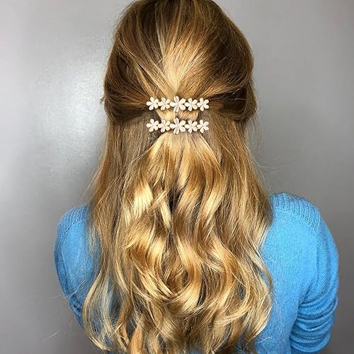 Miniatura 5 de 2 pinzas de pelo de ópalo de flores de 2.64 pulgadas, pasadores dorados brillantes para boda, pasadores de pelo elegantes, pasadores de San