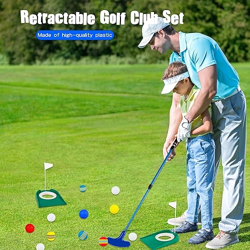 Miniatura 4 de Putter de golf ajustable para diestros o zurdos, de dos vías, con pelotas de golf y copa de bandera para adultos y niños, para entrenamiento de