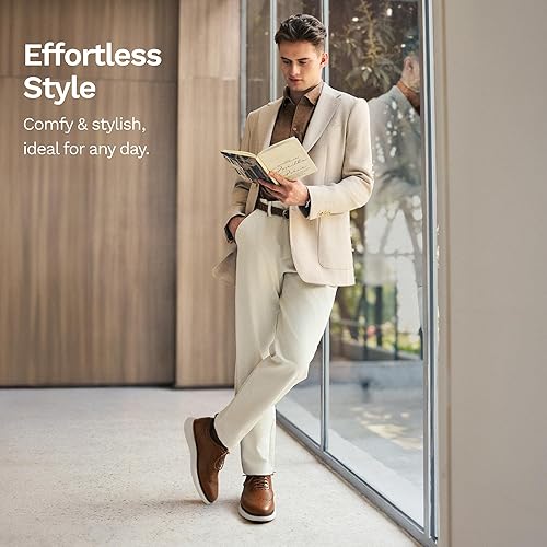 Miniatura 7 de Bruno Marc MaxFlex - Zapatos deportivos de vestir para hombre, estilo Oxford, casuales, con punta de ala