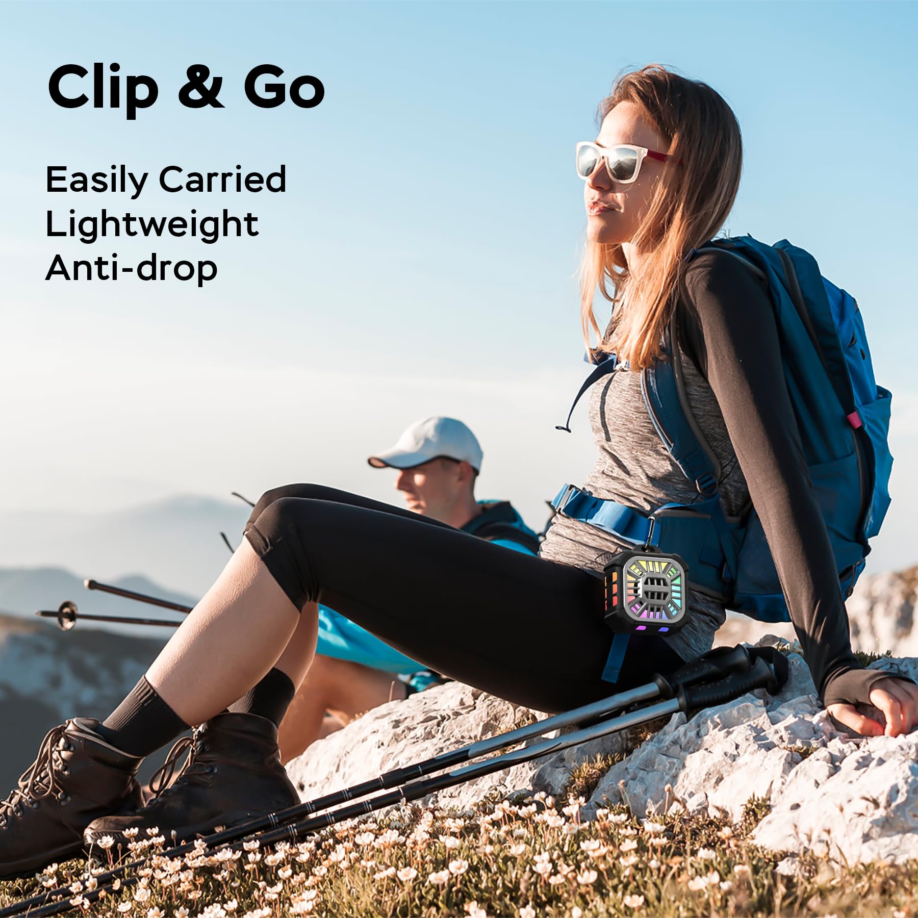 INSMY Altoparlante Bluetooth, impermeabile IPX7, portatile, altoparlante per doccia, sincronizzazione wireless 100+ altoparlanti, bassi potenti volumi, 24 ore di riproduzione/galleggiante/luci RGB