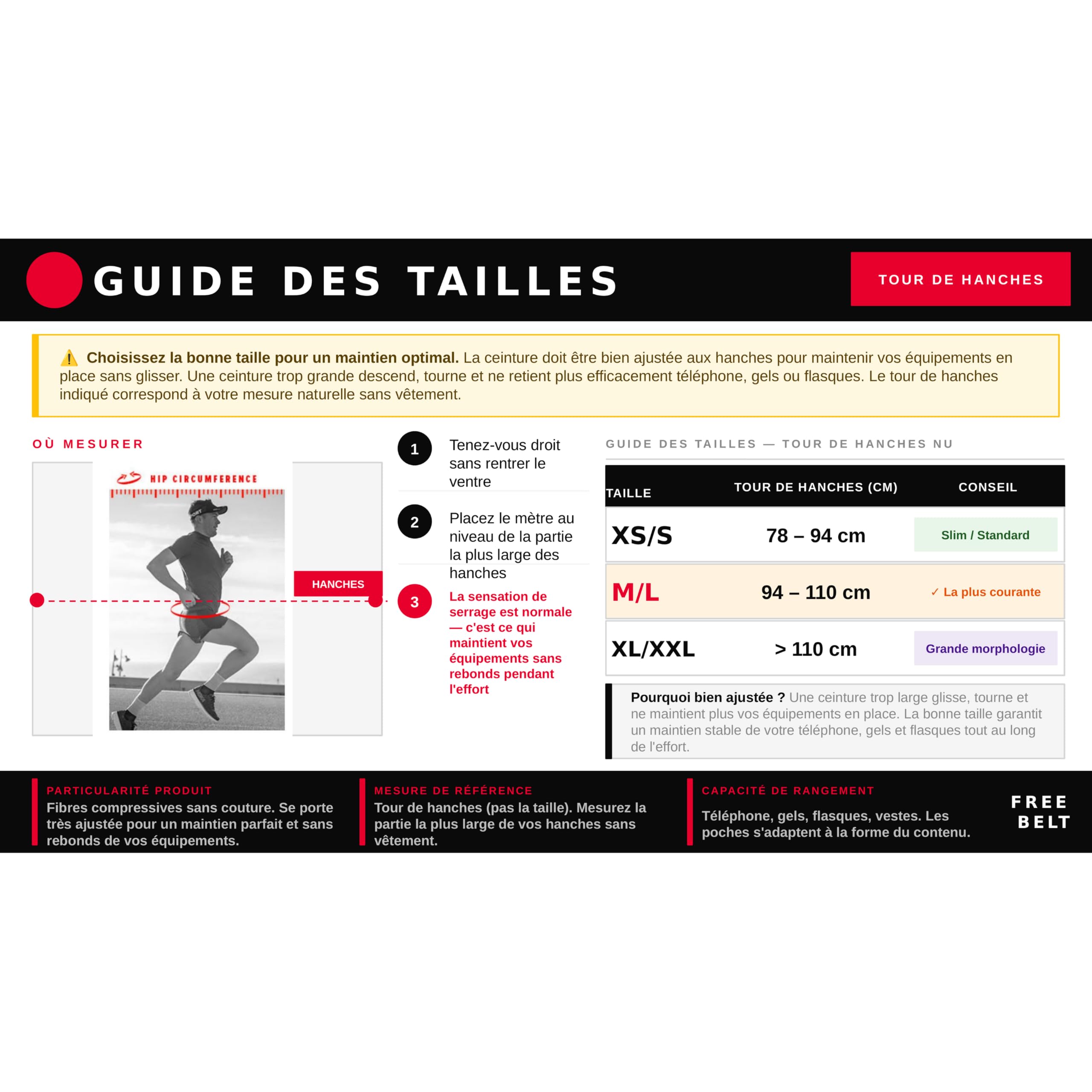 Compressport Pack Free Belt Pro M/L + Ergoflask 300ml, Kit Trail Running, Ceinture Mesh Extensible 1,2L Zéro Ballottement + Flasque Souple Sans BPA, Autonomie 6h Mains Libres,Tour de Hanches 94-110 cm