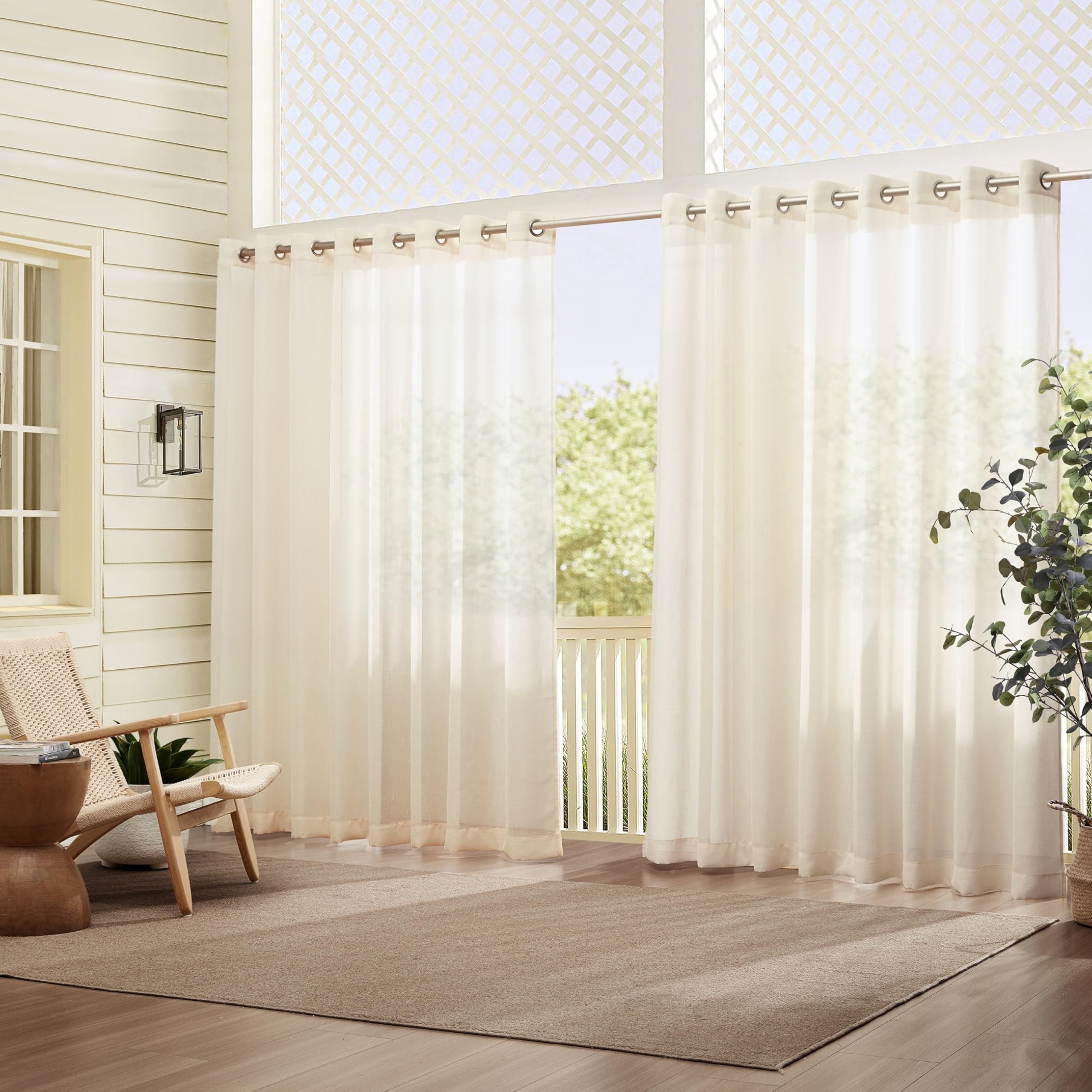 Elrene Home Fashions Carmen Sheer Extra breiter Vorhang für drinnen und draußen, 1 Paneel, 289,6 x 213,4 cm, elfenbeinfarben