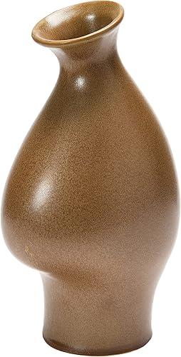 Bloomingville Gres orgánico con forma orgánica, florero de esmalte reactivo moteado, 6 pulgadas de largo x 4 pulgadas de ancho x 10 pulgadas de