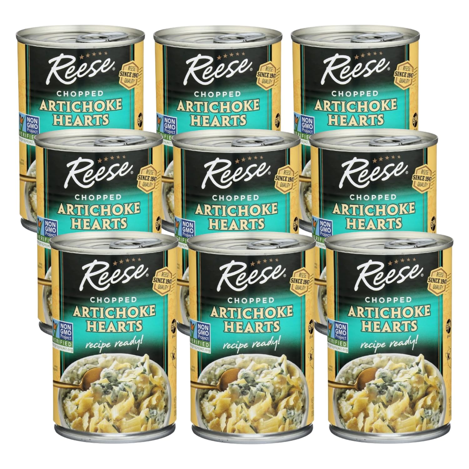 Reese Chopped Artichoke Hearts, 14 Ounces(Pack of 12)