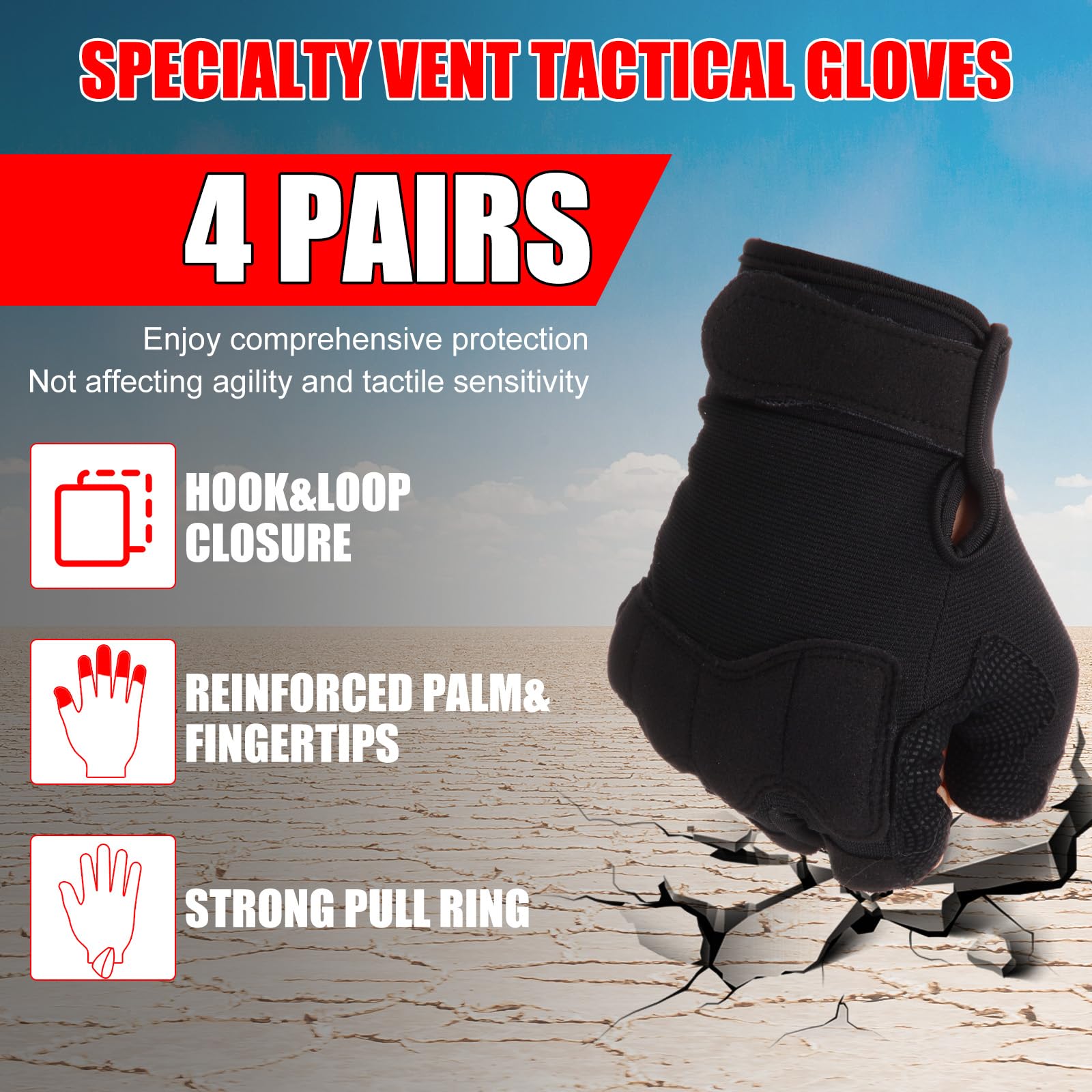 UKARMS Half Finger CQB Airsoft and Paintball Gloves (Black, Large)