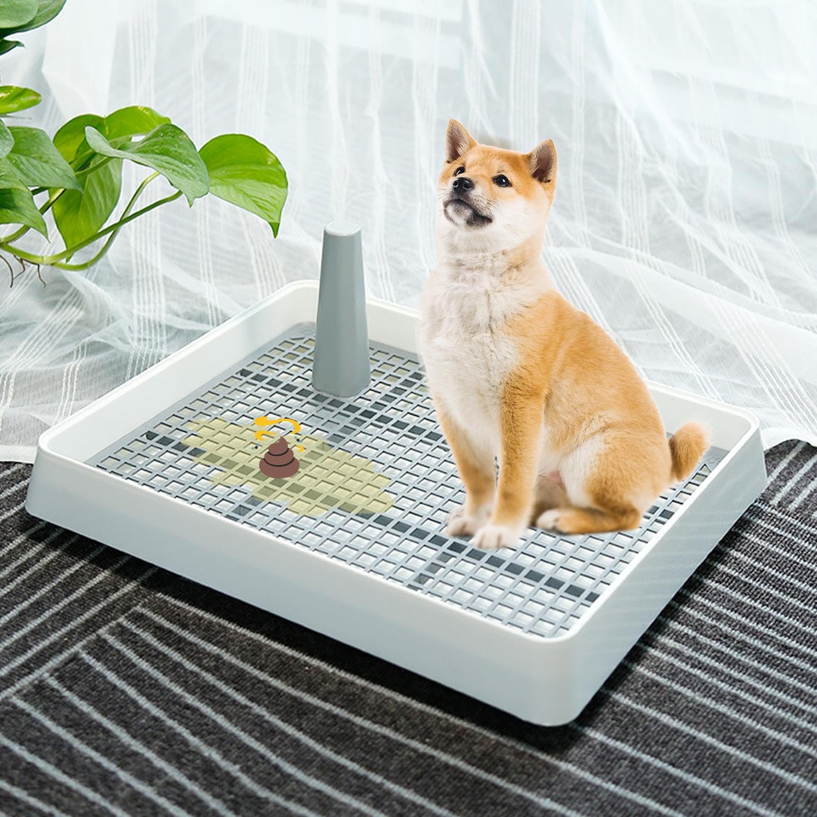 Support de toilette d'intérieur pour chien - Plateau de dressage en maille - Plateau de dressage pour chiot - Bac à litière amovible anti-éclaboussures pour chiot et petite taille