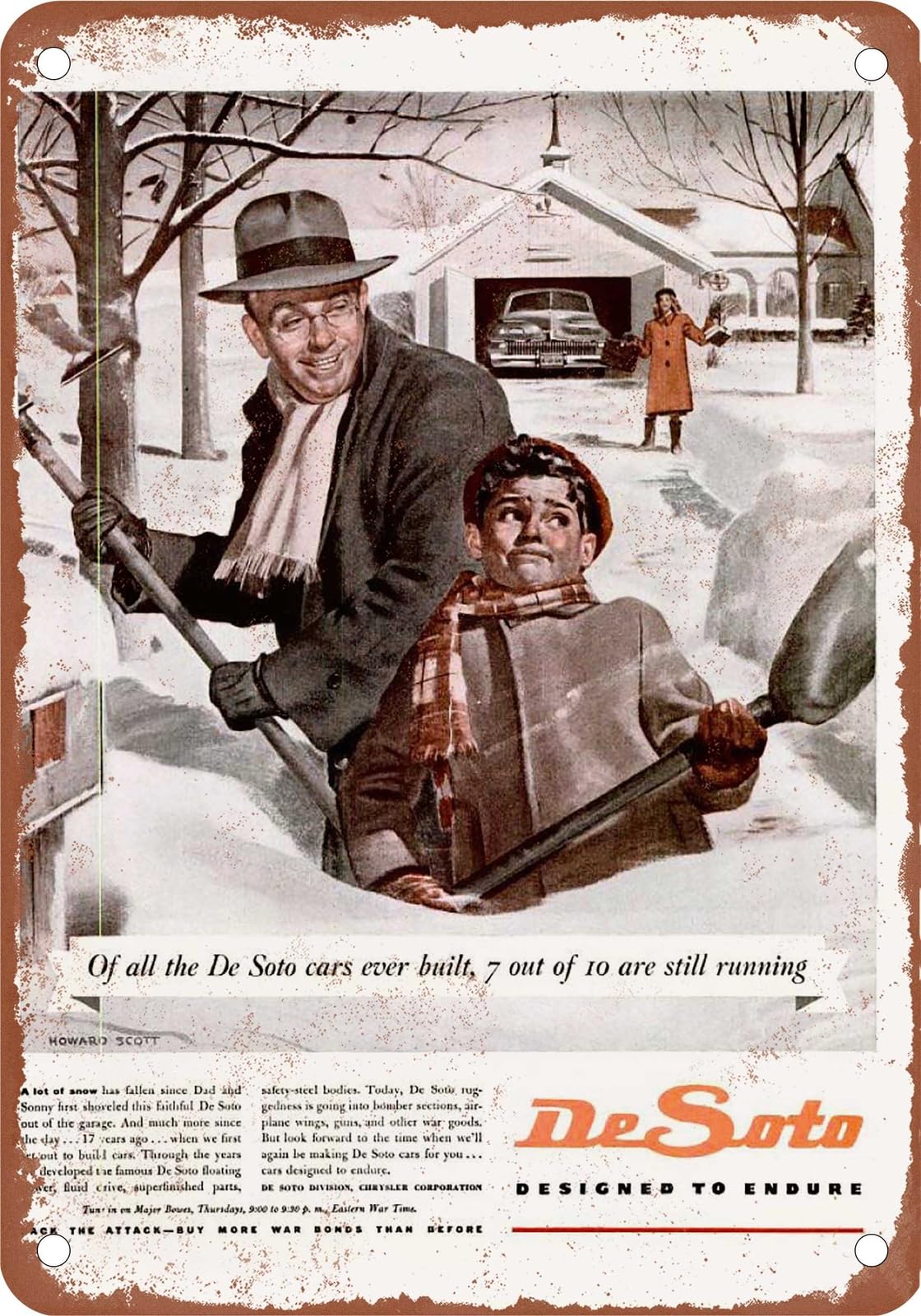 METAL SIGN - 1945 DeSoto Vintage Ad 02 - Old Retro Rusty Look home decor