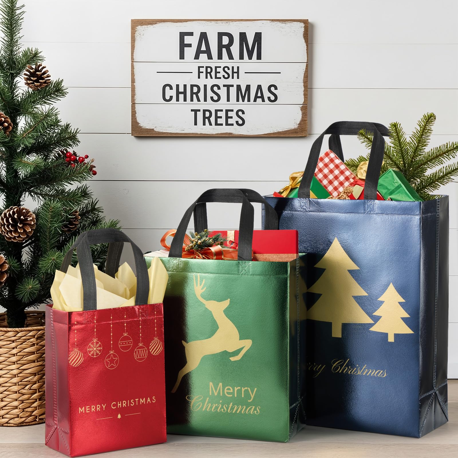 YANGTE Weihnachtsgeschenktüten, verschiedene Größen, 48 Stück