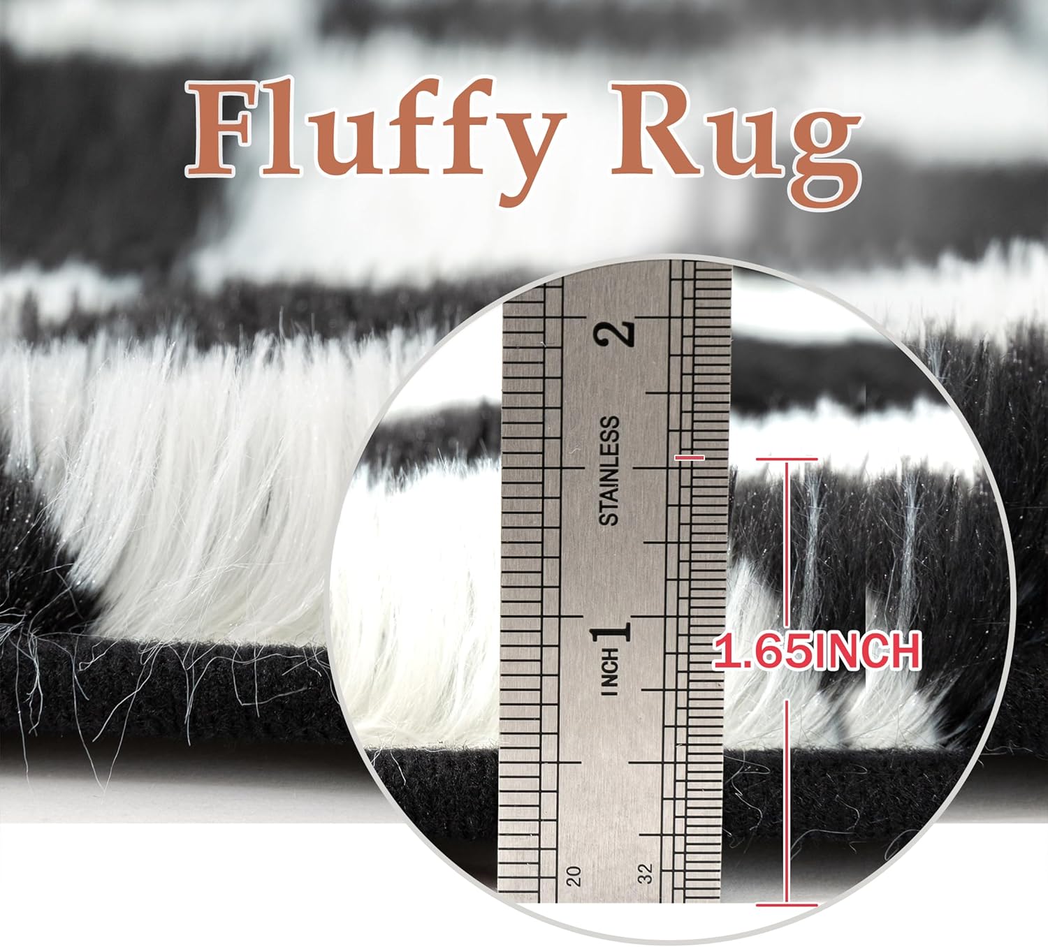6x9 Black and White Area Rug Fluffy Shag Checkered Living Room Carpet Washable Non-Slip Soft Pile Fuzzy Throw Rug for Bedroom Dorm Bathroom Home Aesthetic Decor Office Indoor