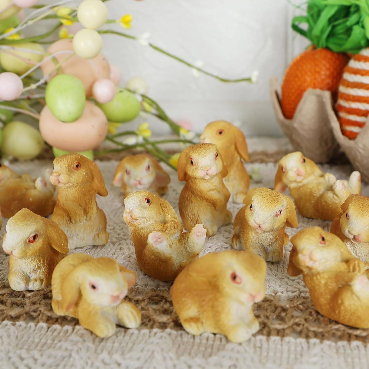DR.DUDU 24 PCS Mini Bunnies Easter Decor - Mini Resin Animals Rabbits, Miniature Figurines Tiny Animals to Hide, Easter Egg Filler Stuffers DIY Crafts Fairy Gardens Table Decor (Brown) - Image 6