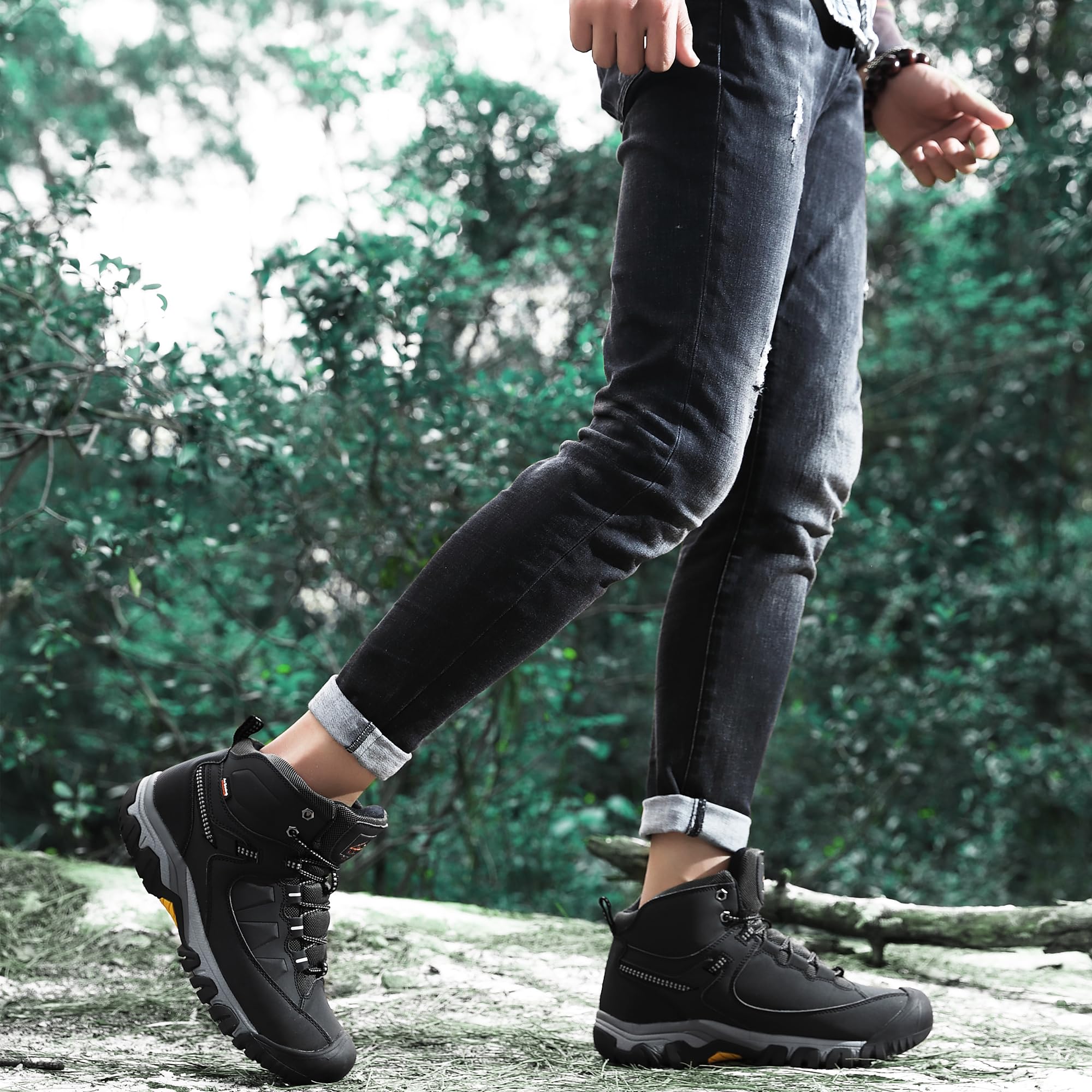 AX BOXING Scarpe Uomo Invernali Caldo Fodera Stivali Antiscivolo Scarponcini Uomo Invernali Scarpe Trekking Stivaletti Taglia 41-46 EU