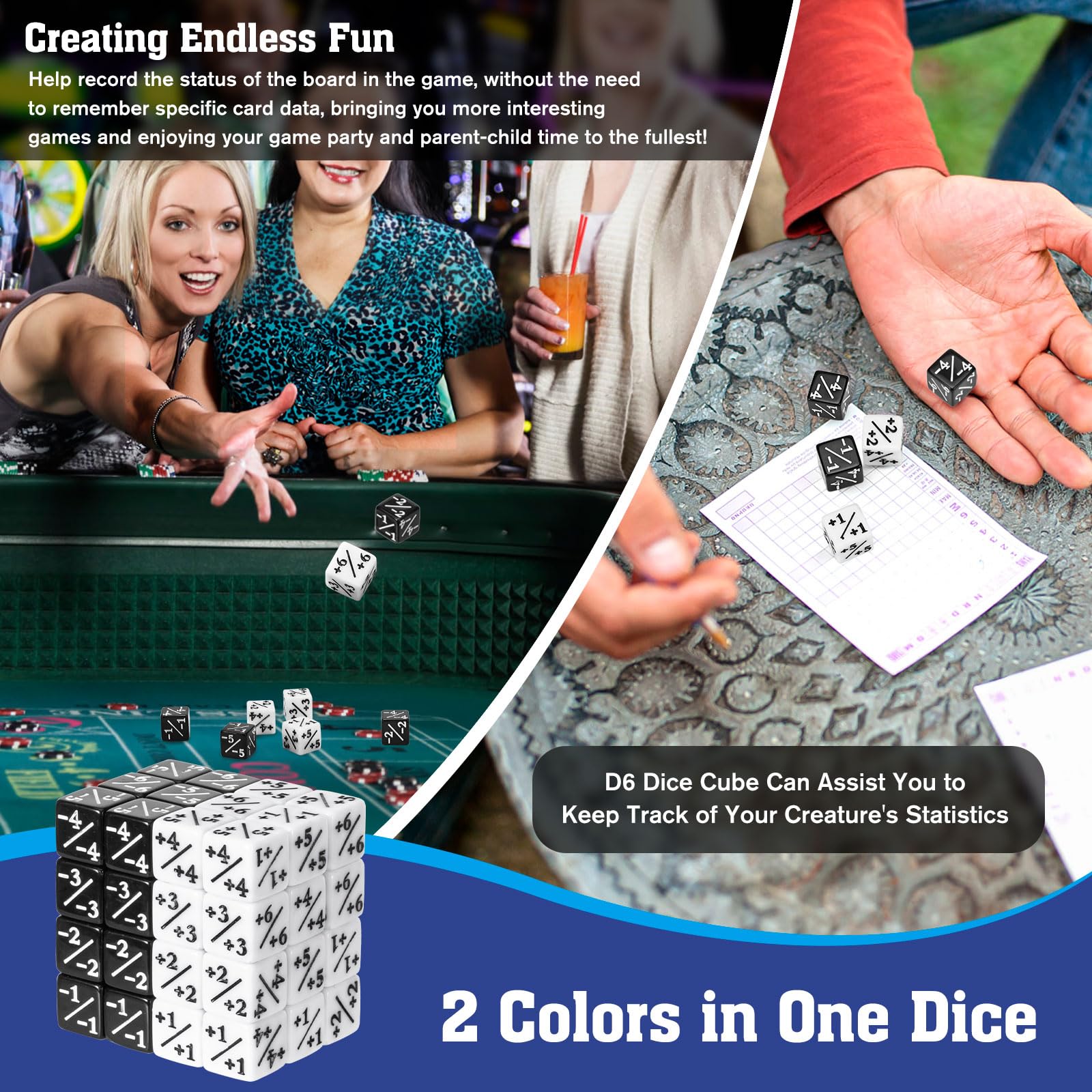 48 Stück MTG-Zähler Würfel - Marmor-Design Für Magic: The Gathering Sammelkartenspiel