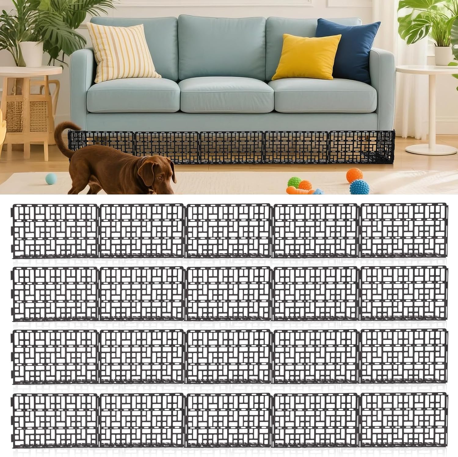 20Pcs Under Couch Blocker for Bed,Under Bed Blocker for Pets,Under Sofa Furniture Blocker,Plastic Under Couch Blocker for Dogs Pets Cats,Black,20PCS