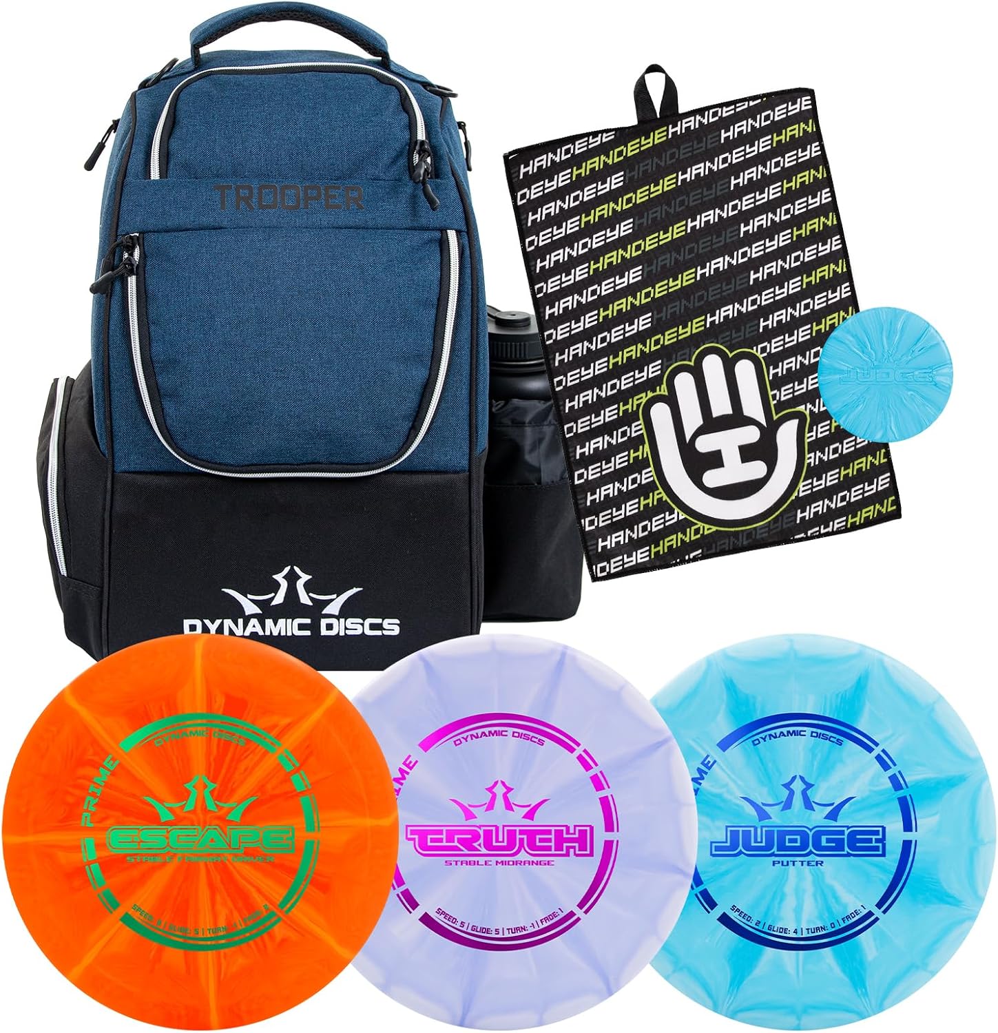 Dynamic Discs Trooper Disc Golf Backpack Starter Set | Prime Disc Golf Set of 3 – Judge, Truth & Escape | Prime Burst Base Plastic | Ideal for Beginners & Recreational Players