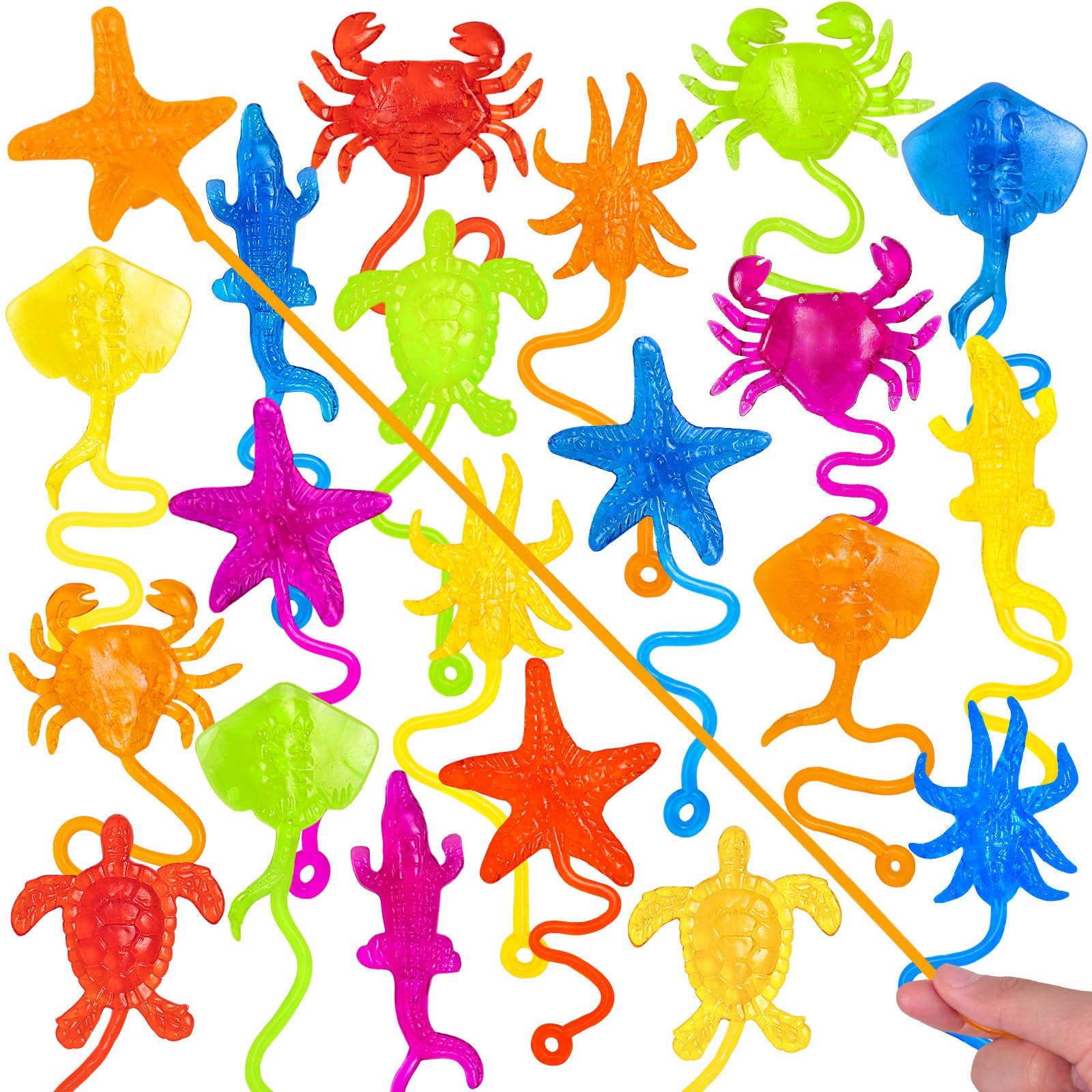 HLARTNET 20PCS Sticky Ocean Themed Animal for Kids, Sea Creature Party  Favors for Classroom Prizes, Under The Sea Birthday Goodie Bags Stuffers,  Toy - Main Image